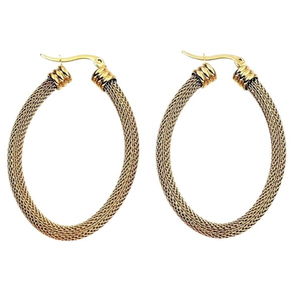 2 1/8 Inch 56mm Hoop Gold Tone Pierced Post Earrings - Picture 3 of 5